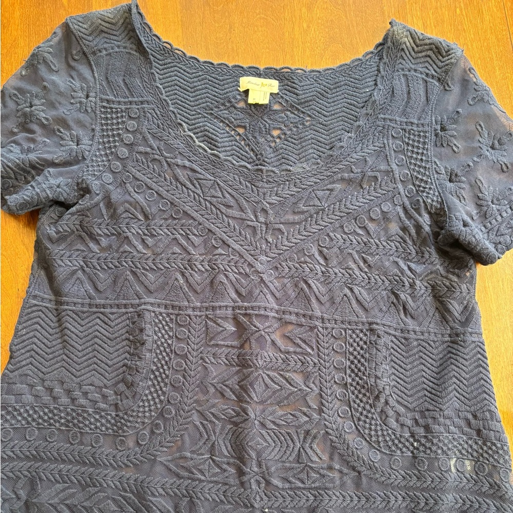 Anthropologie Navy Lace Shirt